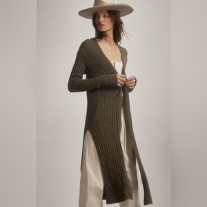 Pilcro by Anthropologie Gauzy Cardigan Sweater in Moss size Small